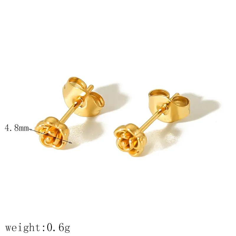 1 Pair Sweet Simple Style Flower Shape Stainless Steel 18K Gold Plated Women's Stud Earrings